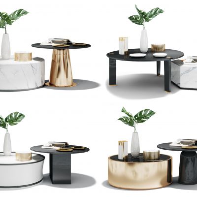 现代圆形茶几组合