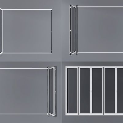 现代铝合金折叠门窗,隔断门,门3D模型