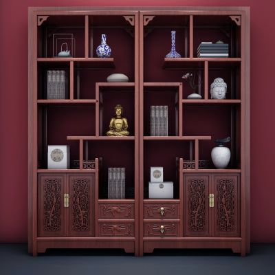 新中式古典实木博古架