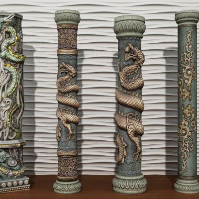 中式柱子3D模型