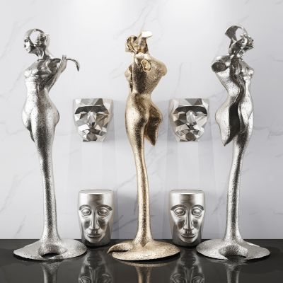 现代金属抽象人物雕塑摆件