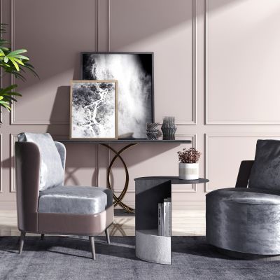 现代休闲椅单人沙发椅子茶几边几摆台