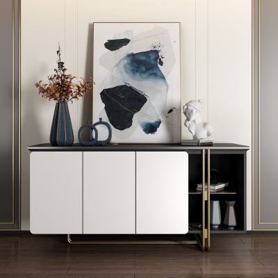 现代轻奢边柜电视柜