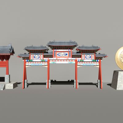 中式古建彩绘牌坊