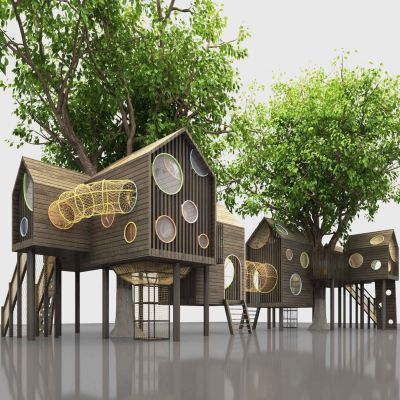 现代儿童户外游乐场设备