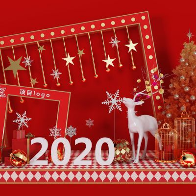 现代新年春节舞台陈设美陈展台