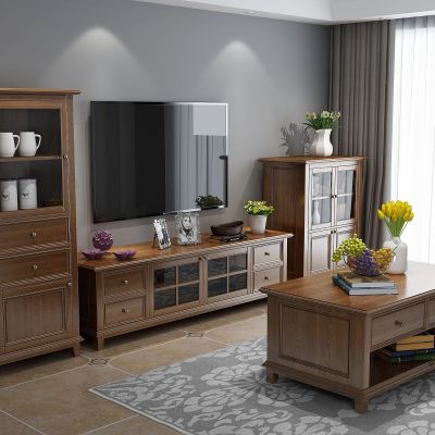 现代实木电视柜茶几边柜