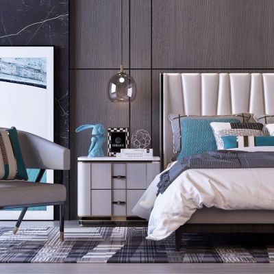 现代轻奢双人床组合