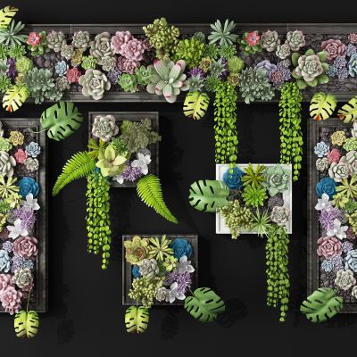 现代鲜花植物墙