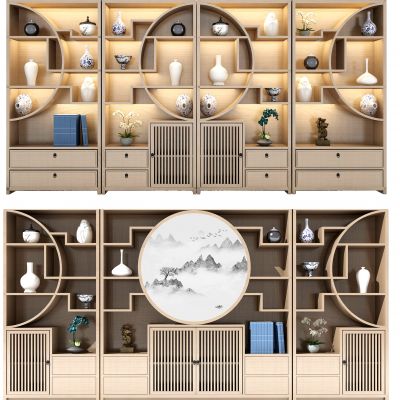 新中式古典实木博古架