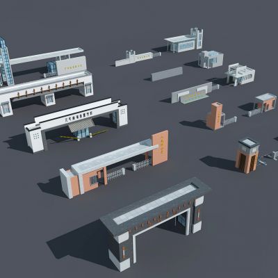 新中式小区厂房入口大门