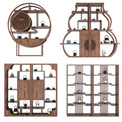新中式古典实木博古架多宝阁格