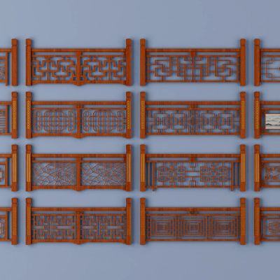 中式雕花花格护栏