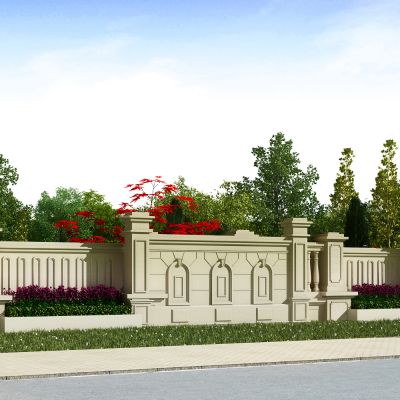 现代景观树院墙围墙