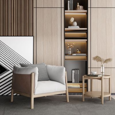 北欧单人沙发角几单人沙发边几