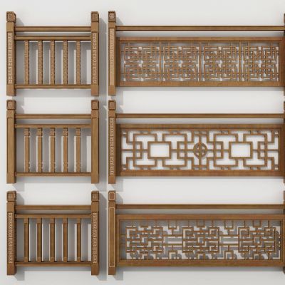 中式实木雕花栏杆