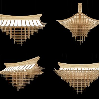 新中式古建屋檐造型吊灯