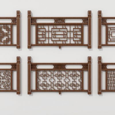 中式实木雕花栏杆