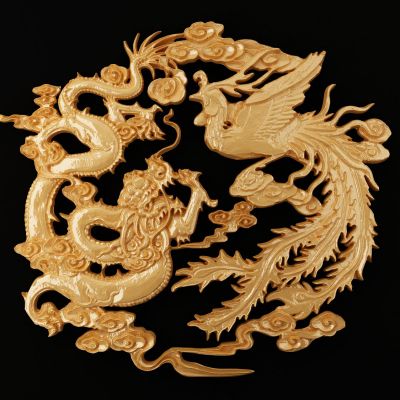中式龙凤纹图案雕花