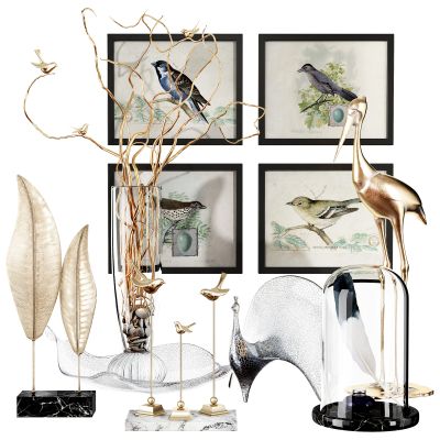 新中式雕塑 挂画 陈设品组合