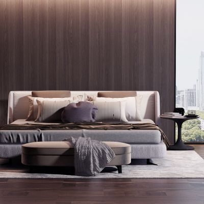 现代双人床3D模型