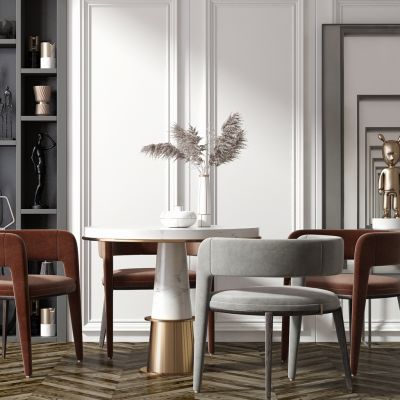 现代轻奢餐桌圆形餐桌