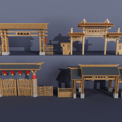 现代山庄度假村入口大门