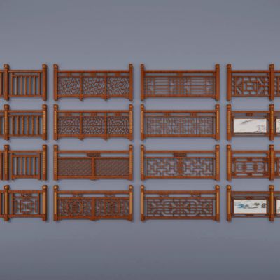 中式实木雕花栏杆