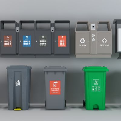 现代垃圾桶垃圾车