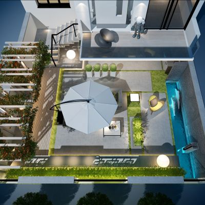 现代别墅庭院景观花园