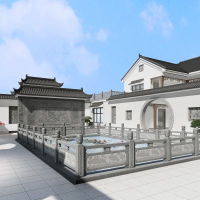 新中式徽派建筑庭院