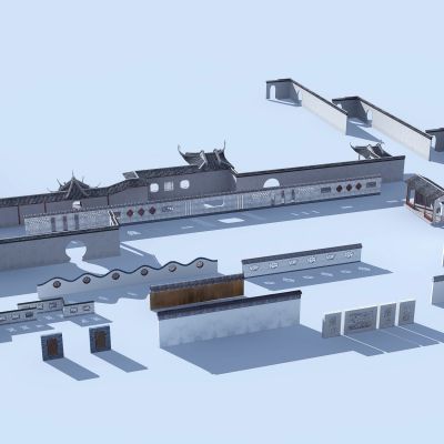 中式徽派建筑围墙