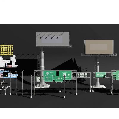 现代高速公路道路指示牌路标信号灯广告宣传牌