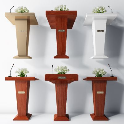 现代演讲台话筒主席台新闻发布台