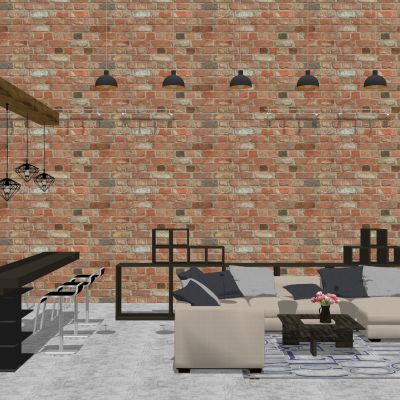 工业风展厅沙发吧台组合