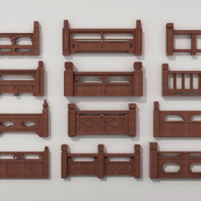 中式实木雕花栏杆