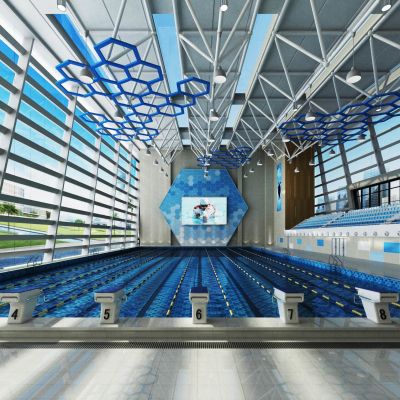 现代游泳馆跳水台体育场馆