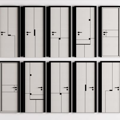 现代门单开门木门组合