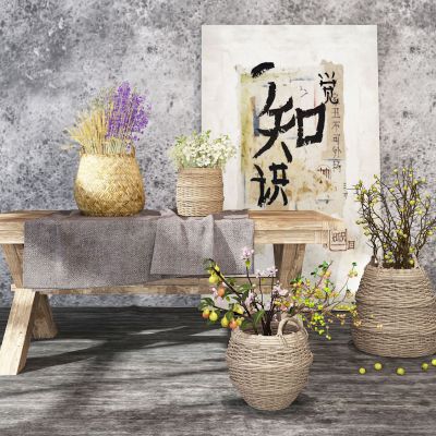 现代编织花篮插画