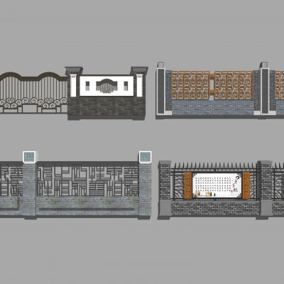 新中式景墙 围墙