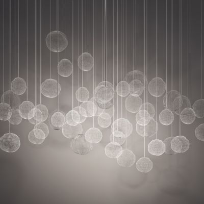 新中式东南亚编织铁丝网吊灯