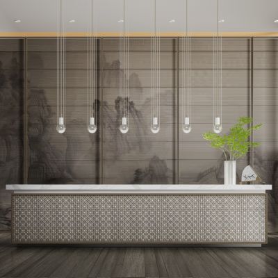 新中式酒店会所办公前厅前台