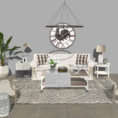 美式沙发茶几组合