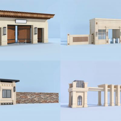 欧式庭院售楼处酒店小区入口大门