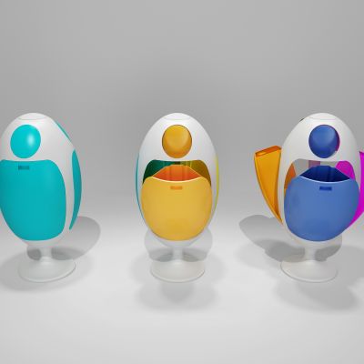 现代儿童彩蛋垃圾桶