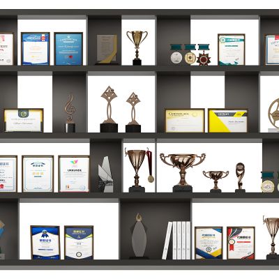 现代奖杯奖牌奖状荣誉墙