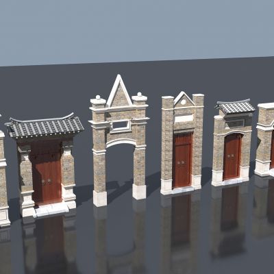 现代古建大门楼