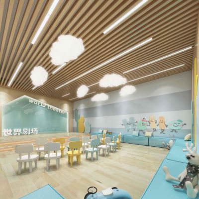 现代幼儿园儿童培训机构舞蹈教室舞台家具