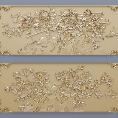 中式花鸟牡丹图案