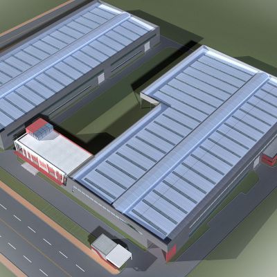现代厂区厂房3D模型